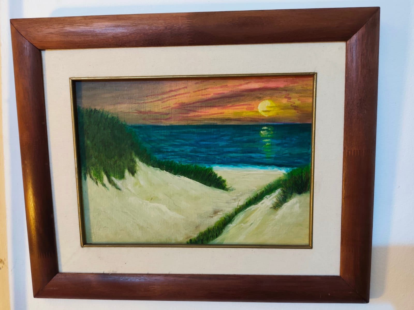 Cuadro al Óleo — Atardecer en la Playa